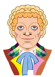 Colin Baker como Doctor Who (caricatura)
